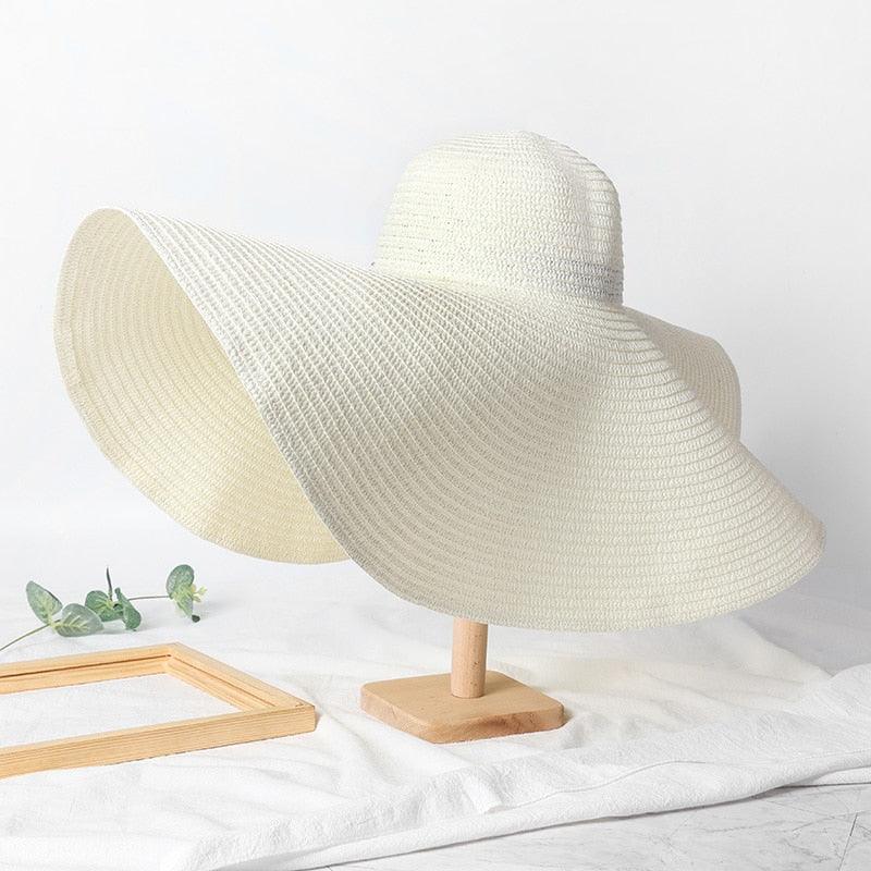 Oversized Wide Brim Straw Sun Hat – Packable UV Protection