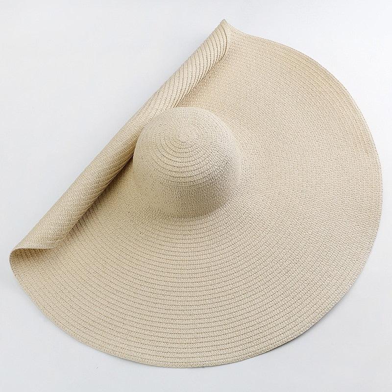 Oversized Wide Brim Straw Sun Hat – Packable UV Protection