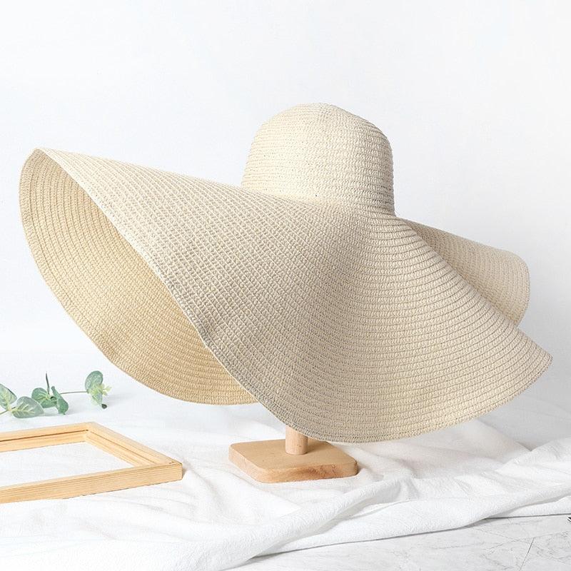 Oversized Wide Brim Straw Sun Hat – Packable UV Protection