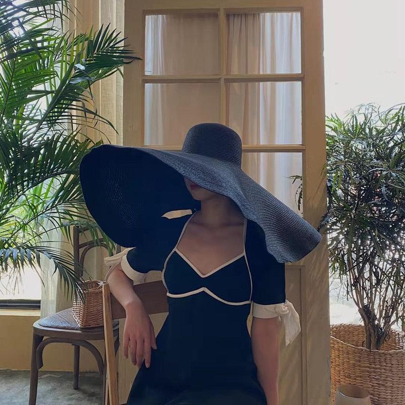 Oversized Wide Brim Straw Sun Hat – Packable UV Protection