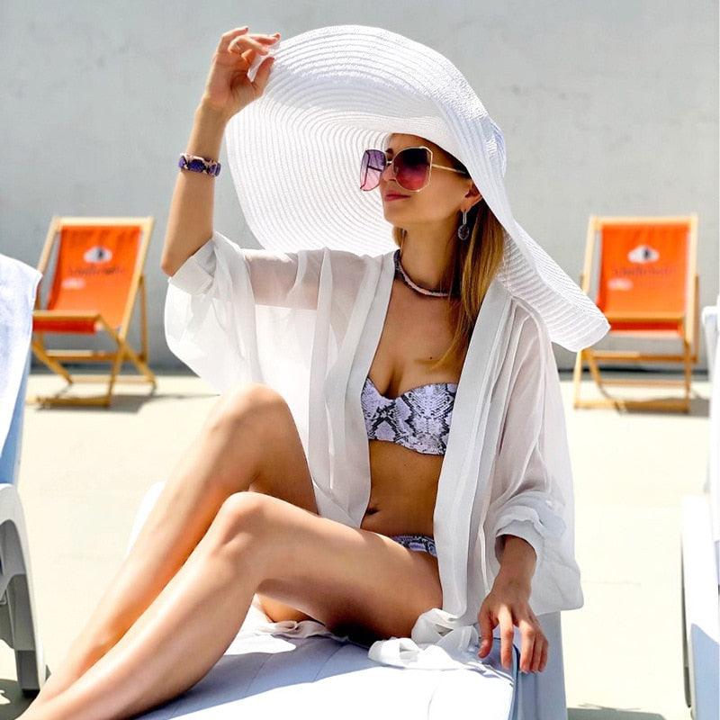 Oversized Wide Brim Straw Sun Hat – Packable UV Protection