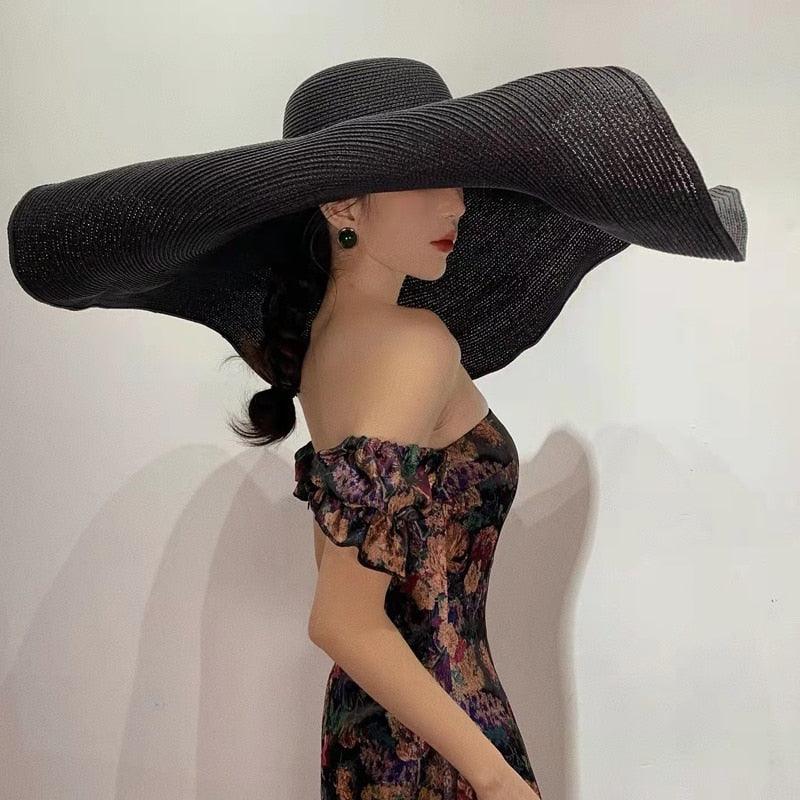 Oversized Wide Brim Straw Sun Hat – Packable UV Protection