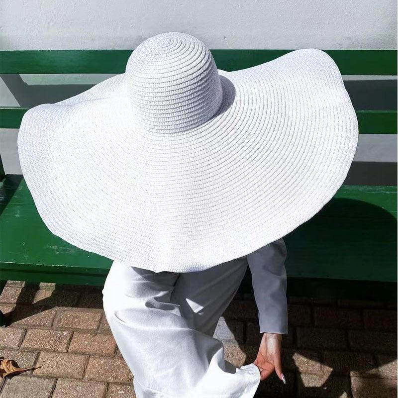 Oversized Wide Brim Straw Sun Hat – Packable UV Protection
