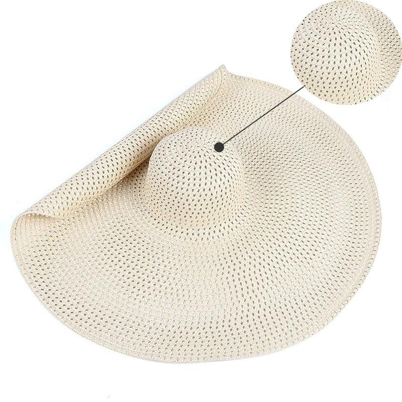 Oversized Wide Brim Straw Sun Hat – Packable UV Protection