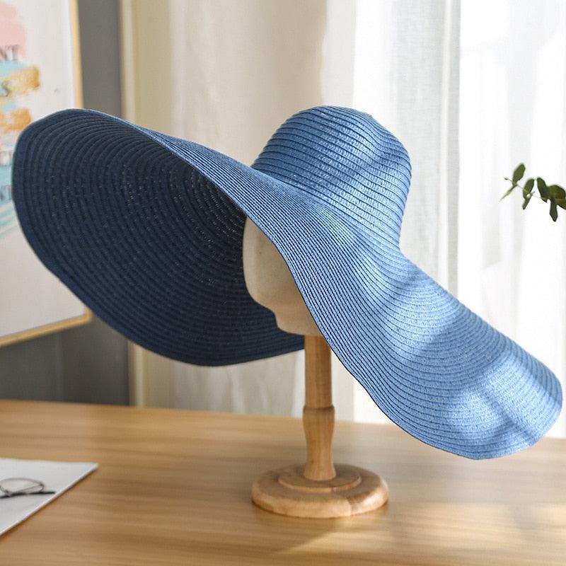 Oversized Wide Brim Straw Sun Hat – Packable UV Protection