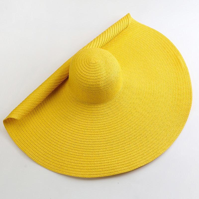 Oversized Wide Brim Straw Sun Hat – Packable UV Protection