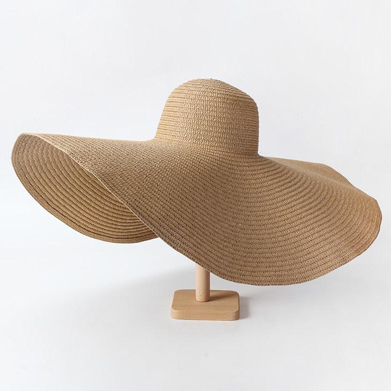 Oversized Wide Brim Straw Sun Hat – Packable UV Protection