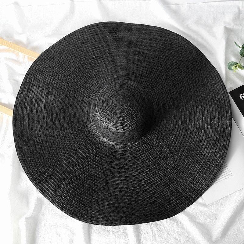 Oversized Wide Brim Straw Sun Hat – Packable UV Protection