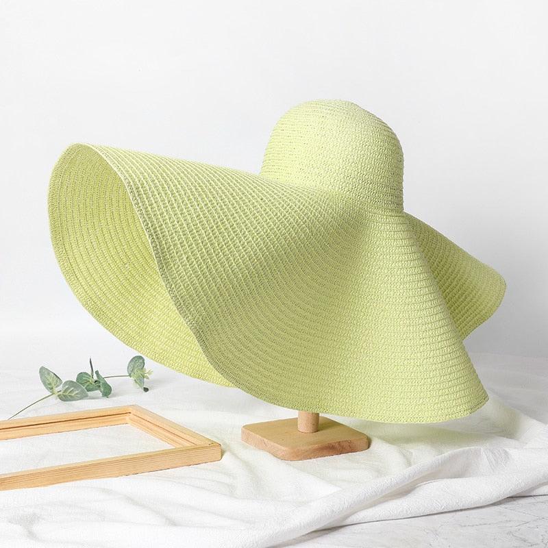 Oversized Wide Brim Straw Sun Hat – Packable UV Protection