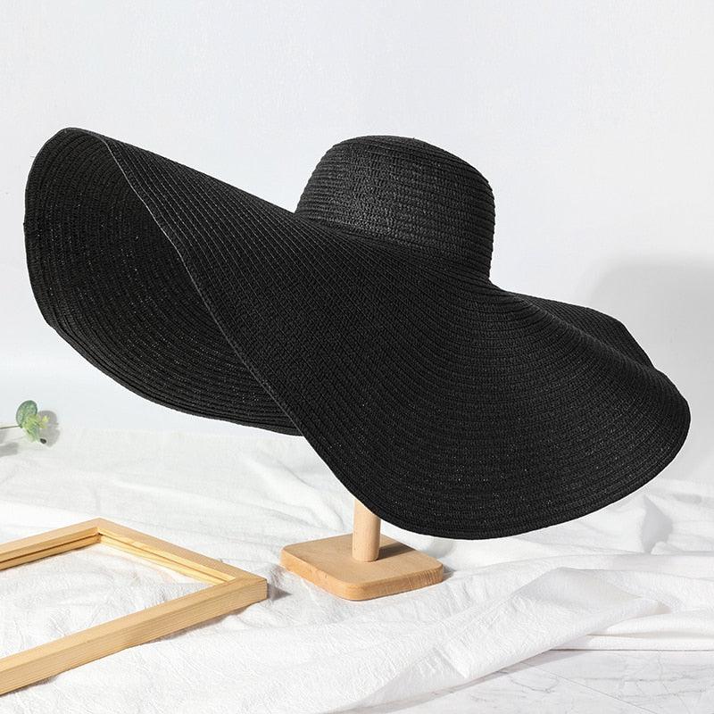 Oversized Wide Brim Straw Sun Hat – Packable UV Protection