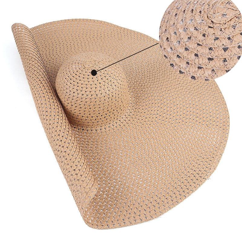 Oversized Wide Brim Straw Sun Hat – Packable UV Protection