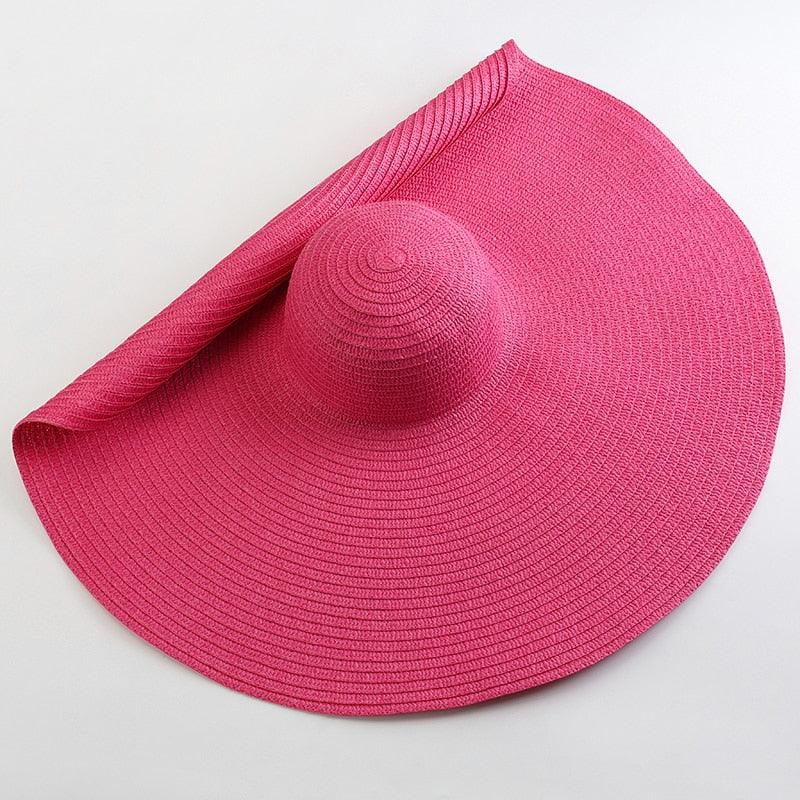 Oversized Wide Brim Straw Sun Hat – Packable UV Protection
