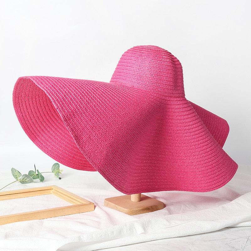 Oversized Wide Brim Straw Sun Hat – Packable UV Protection