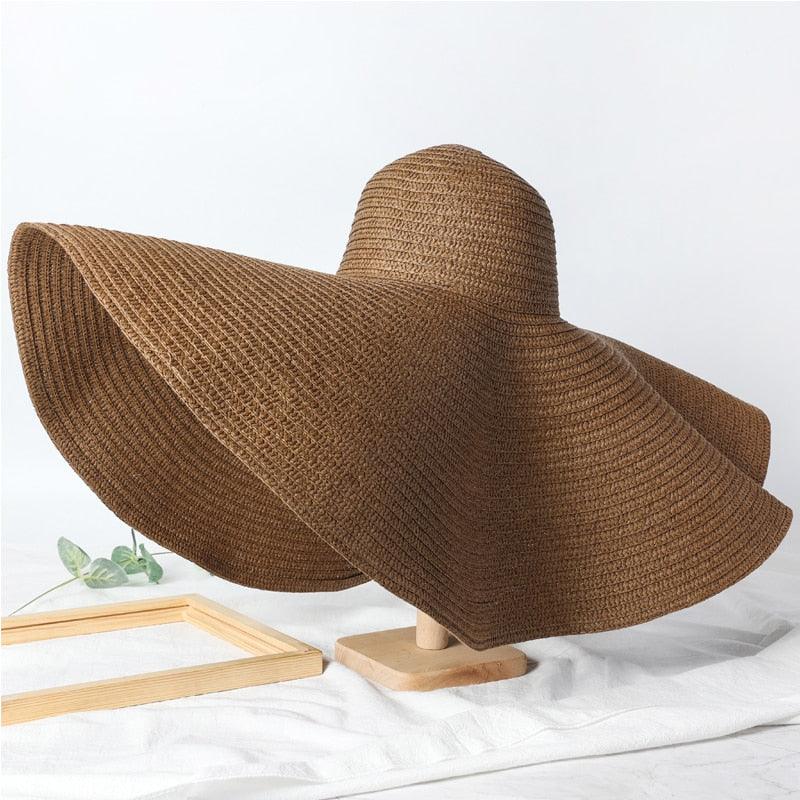 Oversized Wide Brim Straw Sun Hat – Packable UV Protection