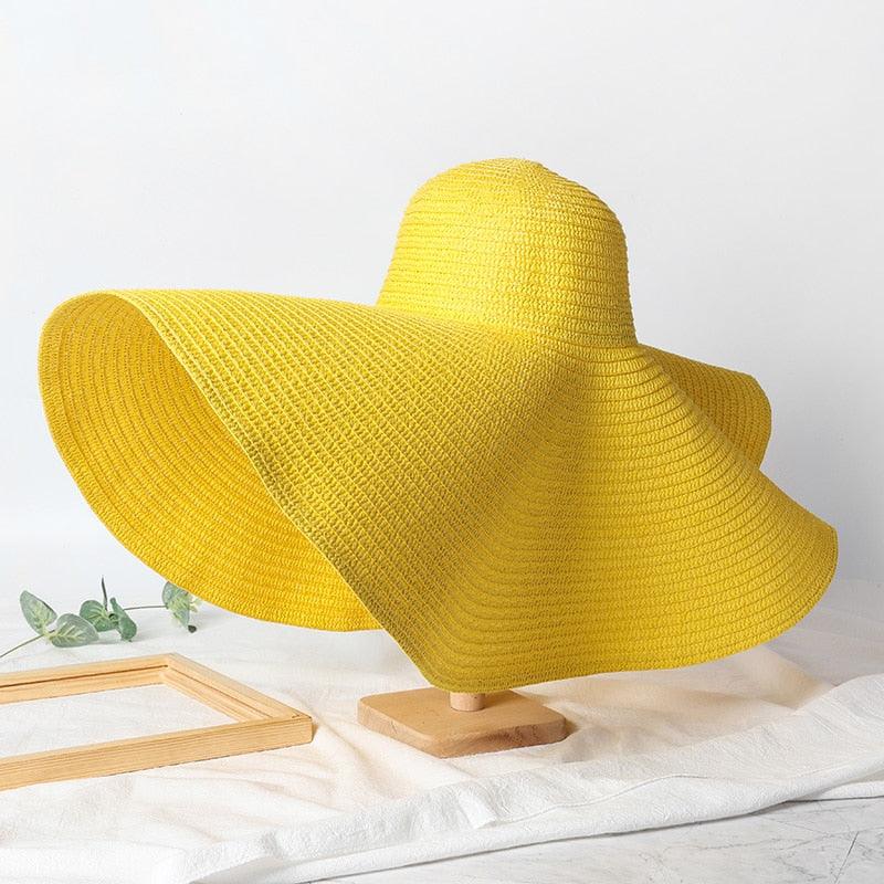 Oversized Wide Brim Straw Sun Hat – Packable UV Protection