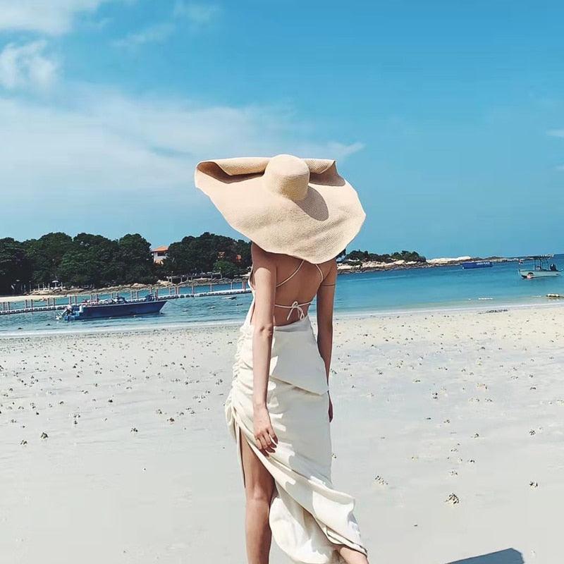 Oversized Wide Brim Straw Sun Hat – Packable UV Protection
