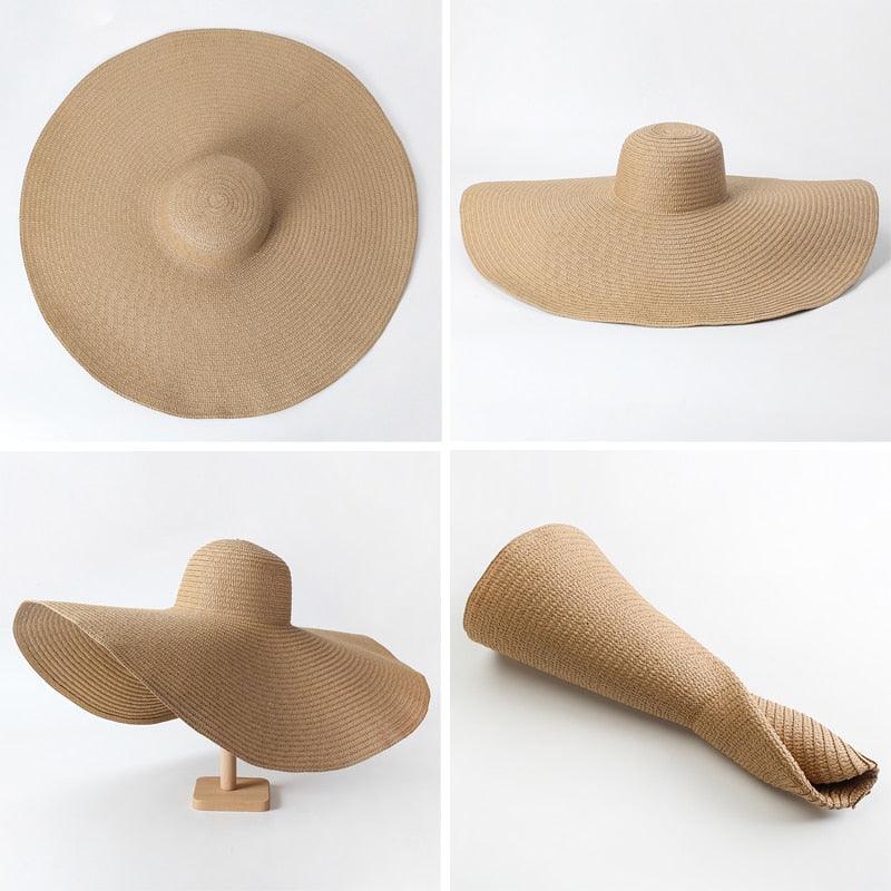 Oversized Wide Brim Straw Sun Hat – Packable UV Protection