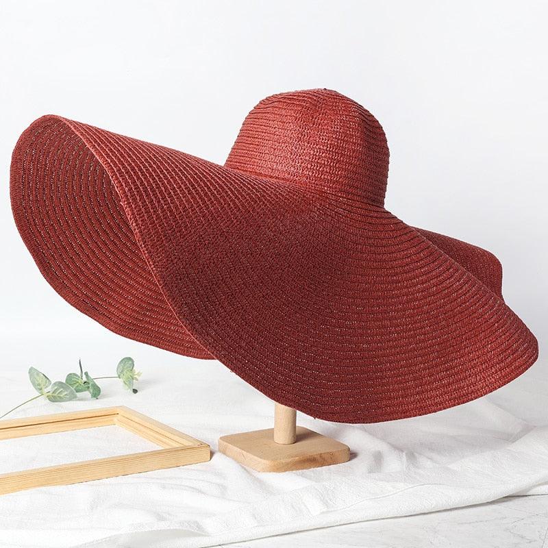 Oversized Wide Brim Straw Sun Hat – Packable UV Protection