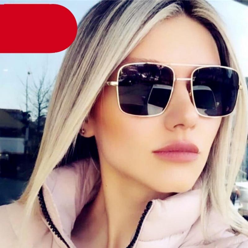 Elegant square-shaped sunglasses with lightweight metal frames.