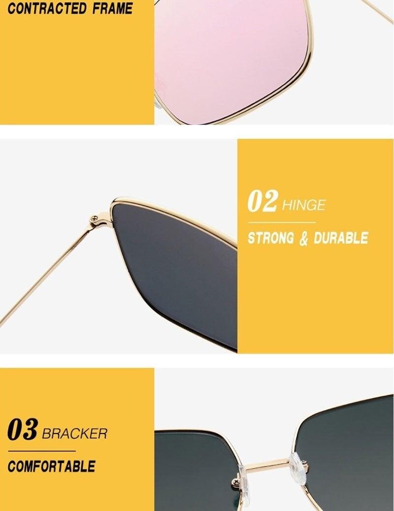 Elegant Square Sunglasses Lightweight Metal Frame UV Protection