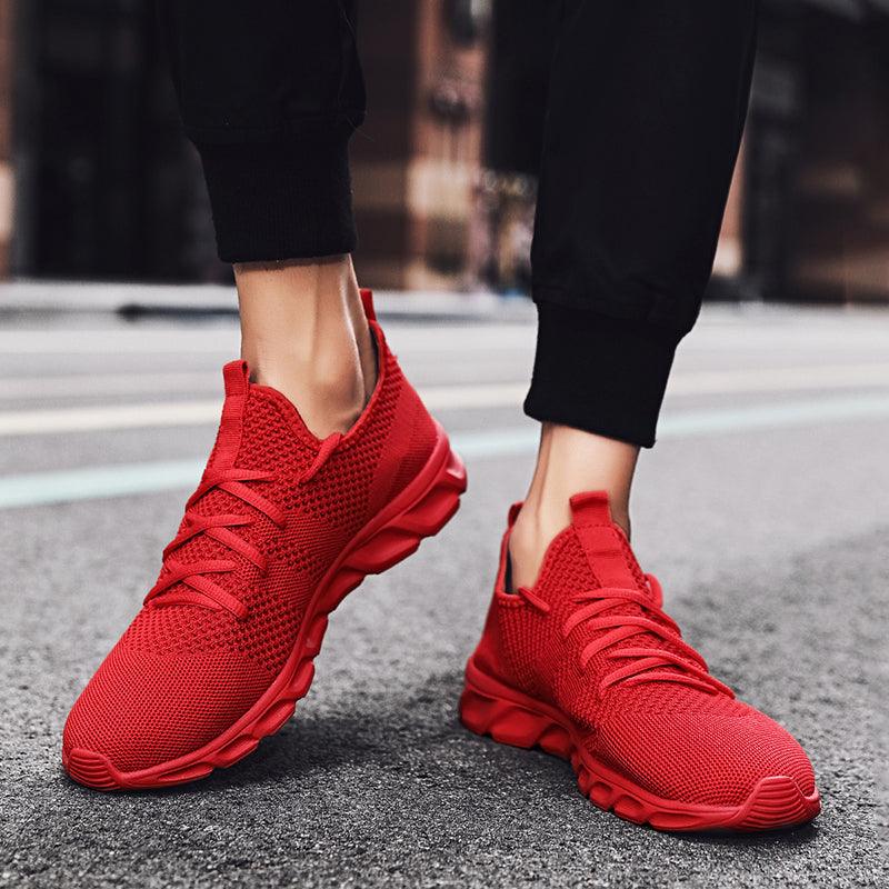Men's White Casual Mesh Platform Running Sneakers