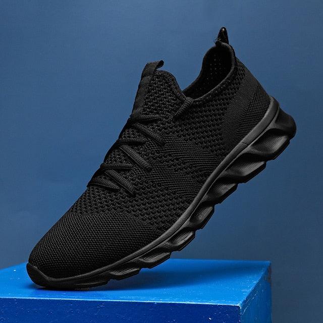 Men's White Casual Mesh Platform Running Sneakers