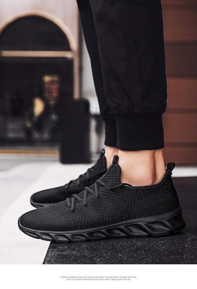 Men's White Casual Mesh Platform Running Sneakers