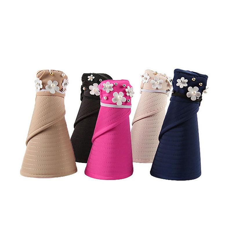 Foldable Floral Sun Visor Hat - Packable UPF 50+ Beach Baseball Cap