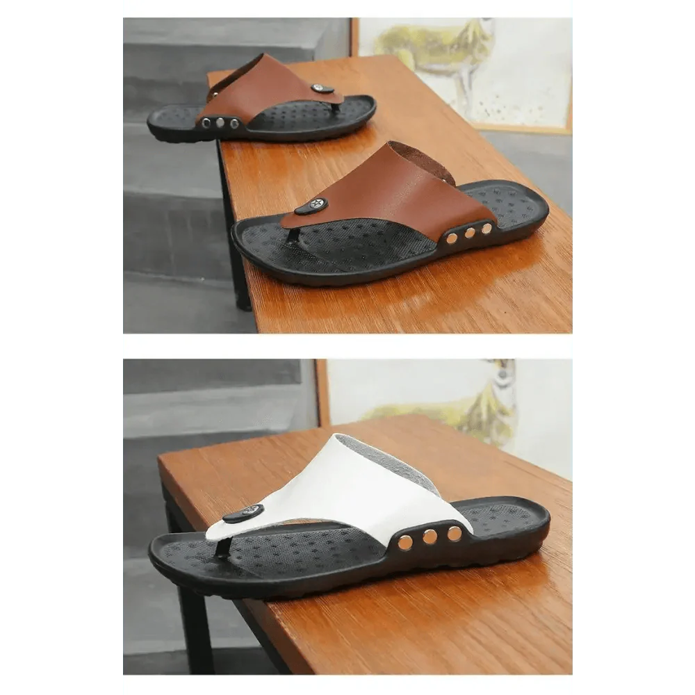 Classic Brown Men's Flip-Flops: Comfortable Casual Beach Sandals