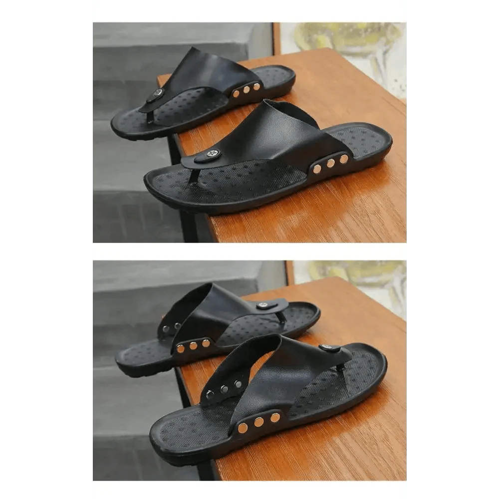 Classic Brown Men's Flip-Flops: Comfortable Casual Beach Sandals