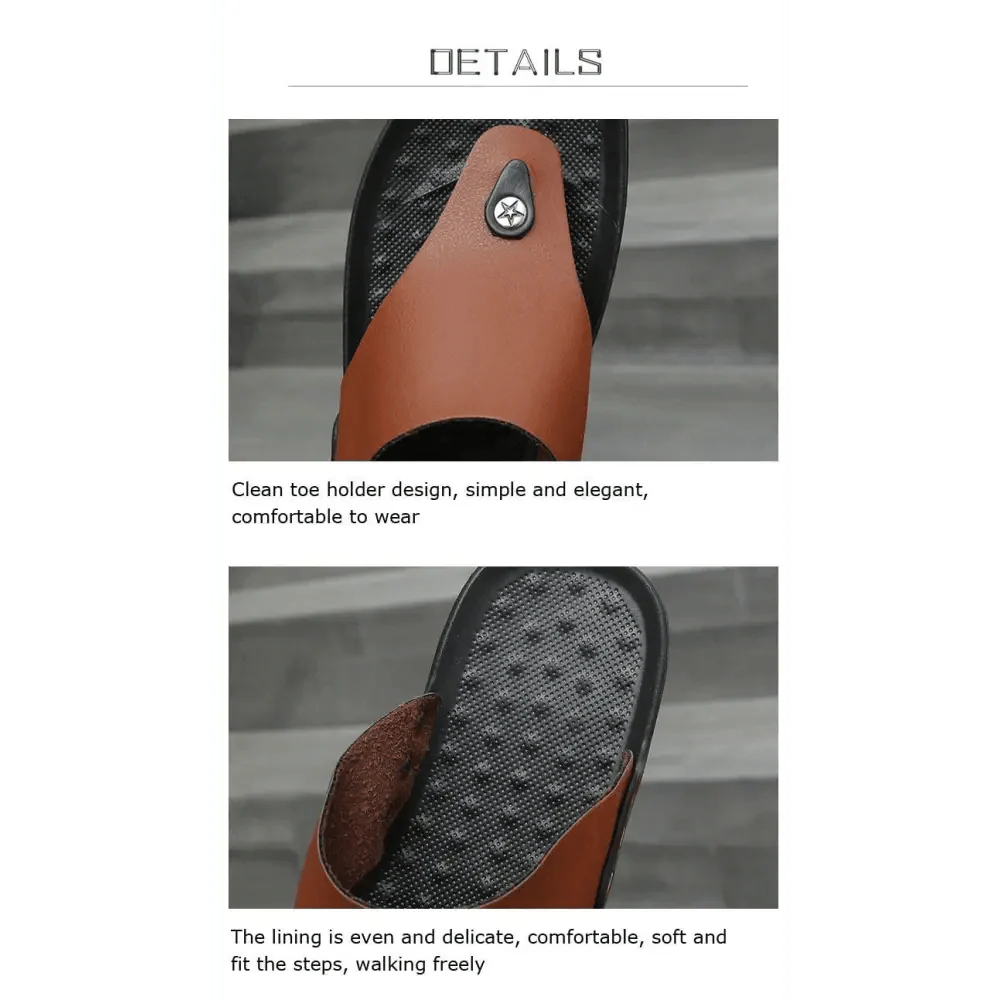 Classic Brown Men's Flip-Flops: Comfortable Casual Beach Sandals
