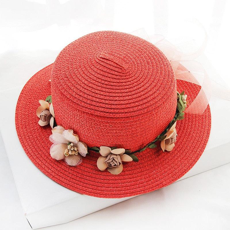 Stylish Bowknot Straw Bucket Hat for Women Beach Sun Protection