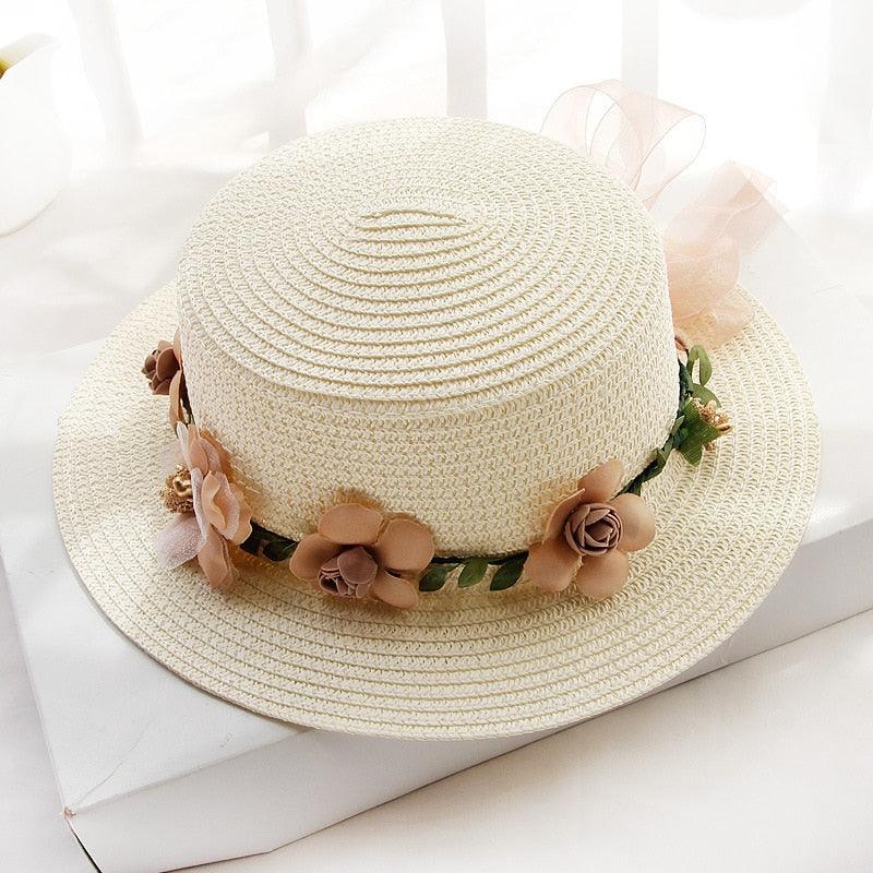 Stylish Bowknot Straw Bucket Hat for Women Beach Sun Protection