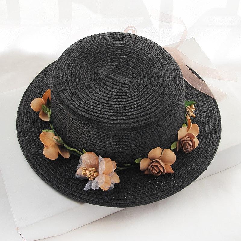Stylish Bowknot Straw Bucket Hat for Women Beach Sun Protection