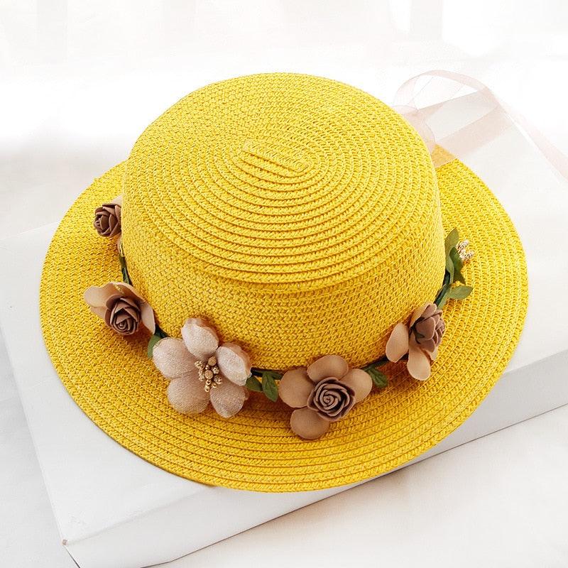 Stylish Bowknot Straw Bucket Hat for Women Beach Sun Protection