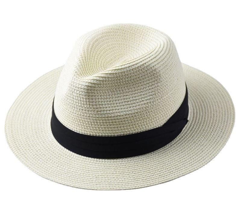 Unisex Wide Brim Straw Hat Luxury Sun Protection Beach Fedora