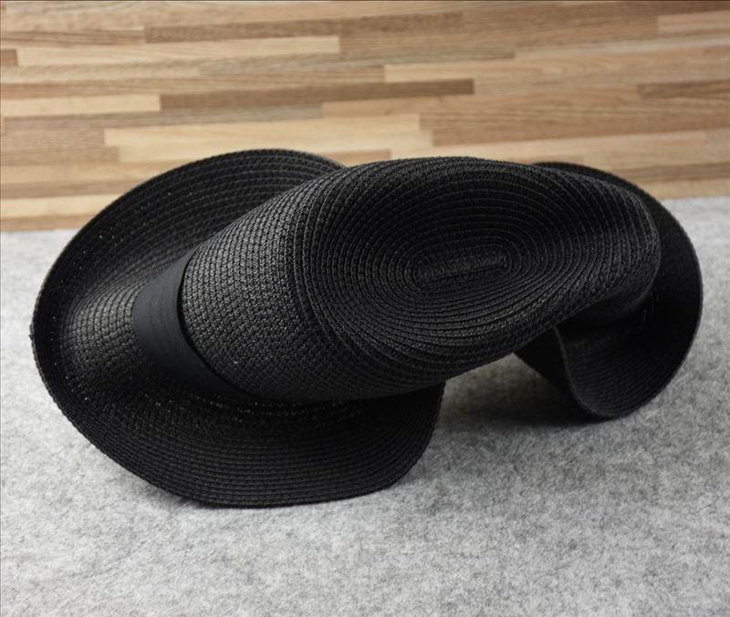 Unisex Wide Brim Straw Hat Luxury Sun Protection Beach Fedora