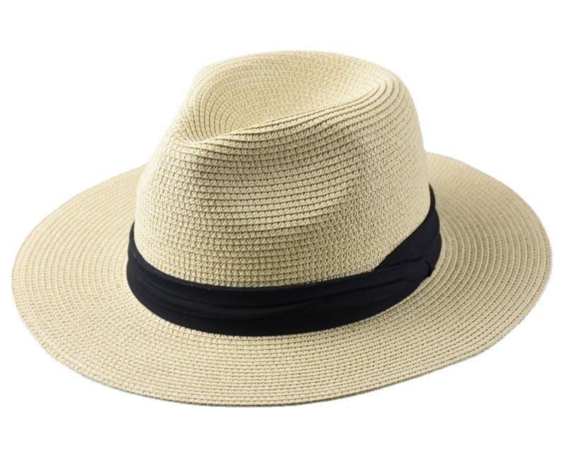Unisex Wide Brim Straw Hat Luxury Sun Protection Beach Fedora