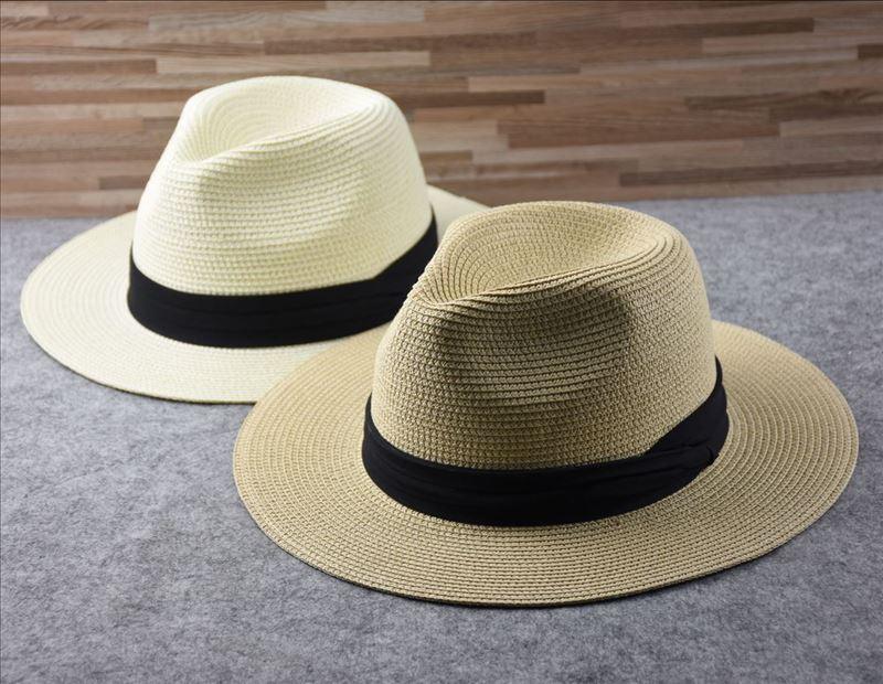 Unisex Wide Brim Straw Hat Luxury Sun Protection Beach Fedora