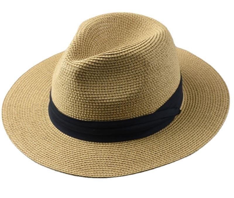 Unisex Wide Brim Straw Hat Luxury Sun Protection Beach Fedora