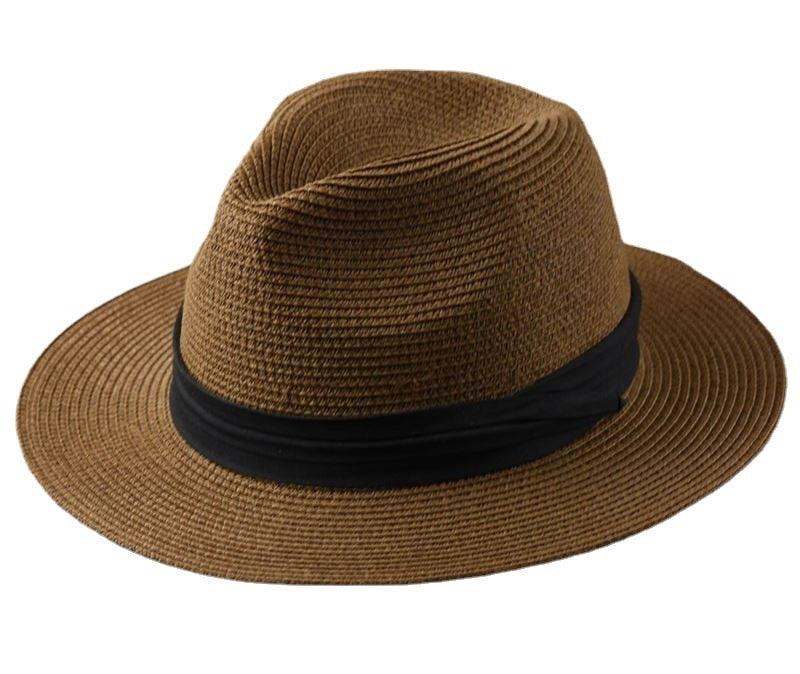 Unisex Wide Brim Straw Hat Luxury Sun Protection Beach Fedora