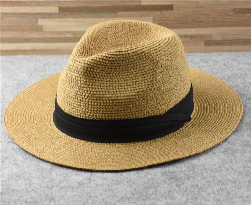 Unisex Wide Brim Straw Hat Luxury Sun Protection Beach Fedora