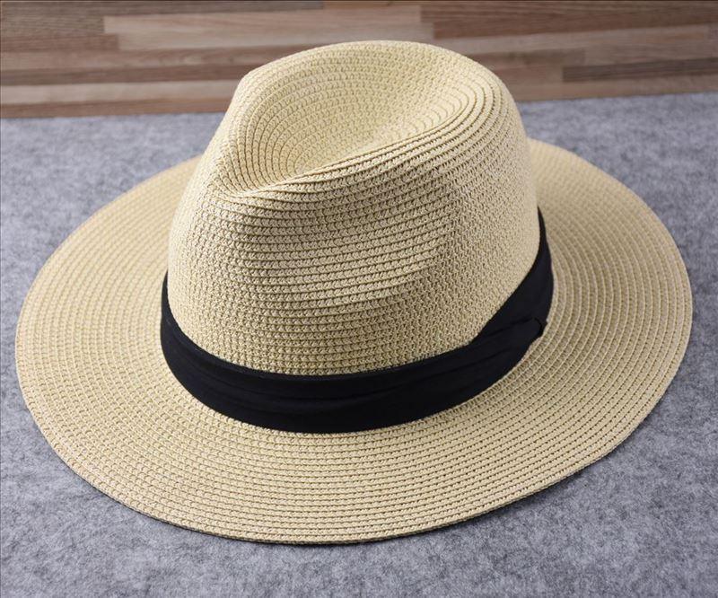 Unisex Wide Brim Straw Hat Luxury Sun Protection Beach Fedora
