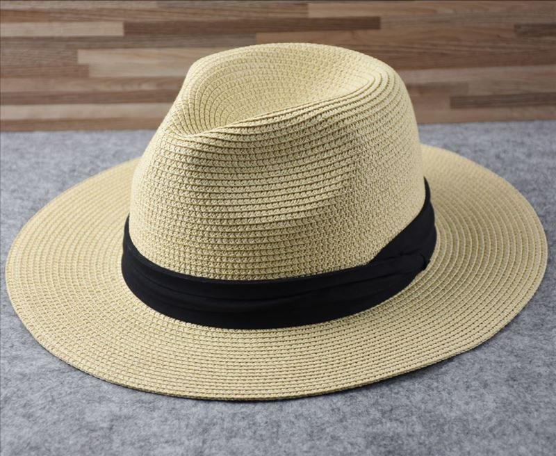 Unisex Wide Brim Straw Hat Luxury Sun Protection Beach Fedora