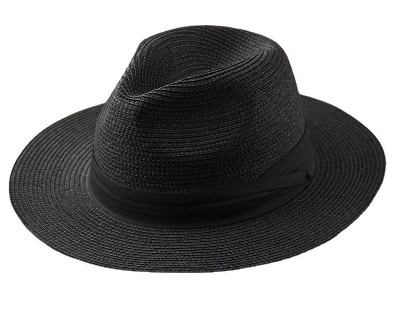 Unisex Wide Brim Straw Hat Luxury Sun Protection Beach Fedora