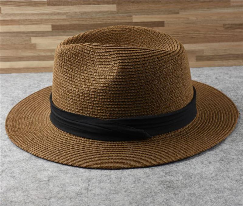 Unisex Wide Brim Straw Hat Luxury Sun Protection Beach Fedora