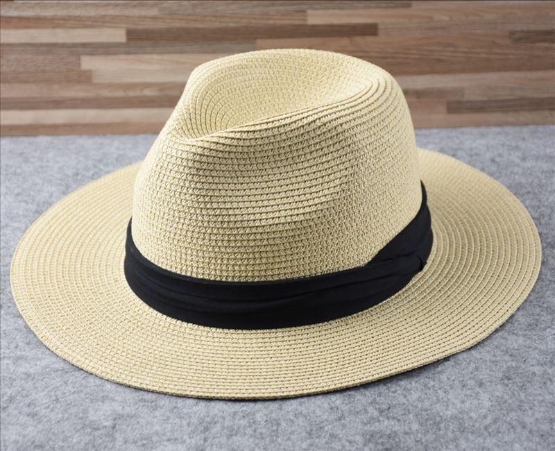 Unisex Wide Brim Straw Hat Luxury Sun Protection Beach Fedora