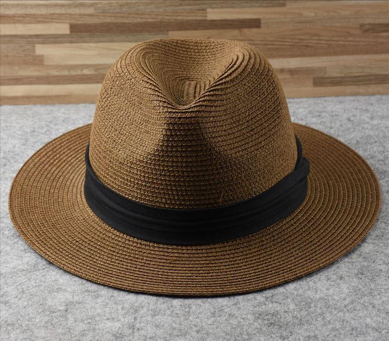 Unisex Wide Brim Straw Hat Luxury Sun Protection Beach Fedora