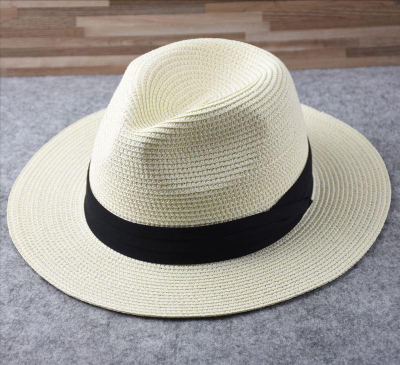 Unisex Wide Brim Straw Hat Luxury Sun Protection Beach Fedora