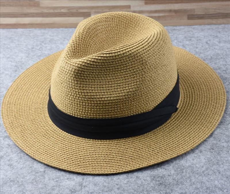 Unisex Wide Brim Straw Hat Luxury Sun Protection Beach Fedora
